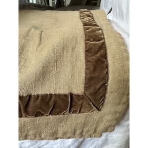 LEGACY Home 100% Linen/Velvet Trim*EURO Pillow Sham tan brown beige 26x27”